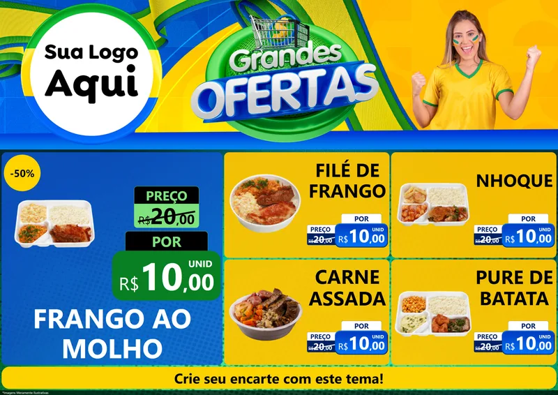 Modelo de Encarte para Encarte A4 Horizontal com o tema Grandes Ofertas para Restaurante
