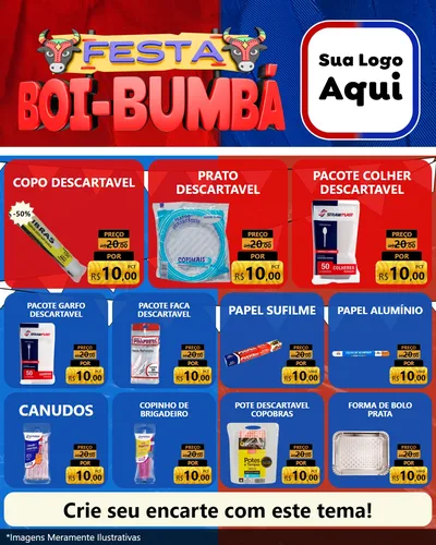 Modelo de Rede Social para Feed Instagram com o tema Festa Boi Bumbá para Embalagens