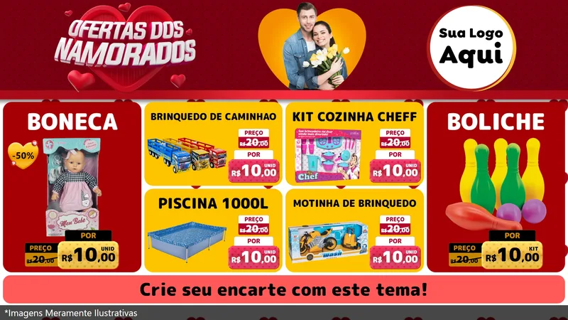 Modelo de TV para TV Horizontal com o tema Ofertas Dos Namorados para Brinquedos