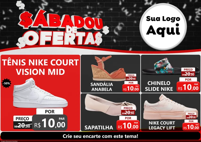 Modelo de Encarte para Encarte A4 Horizontal com o tema Sabadou de Ofertas para Calçados