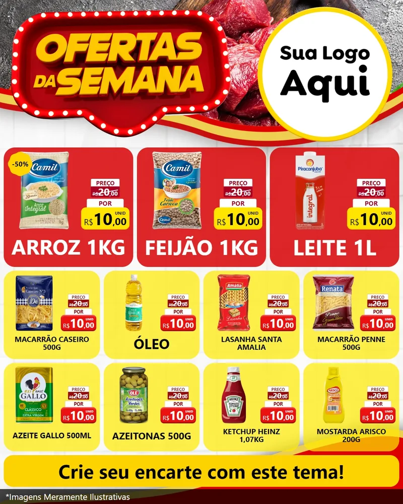 Modelo de Rede Social para Feed Instagram com o tema Ofertas da Semana para Supermercado