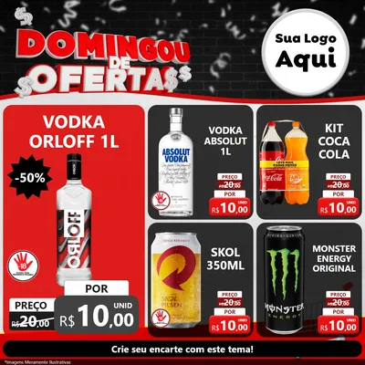 Modelo de Rede Social para Feed Facebook com o tema Domingou de Ofertas para Distribuidora de bebidas