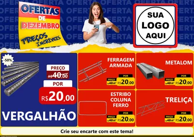 Modelo de Encarte para Encarte A4 Horizontal com o tema Ofertas de Dezembro - Preços Incríveis para Ferragens