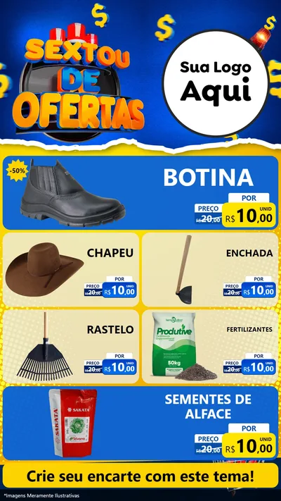 Modelo de TV para TV Vertical com o tema Sextou de Ofertas para Agropecuária