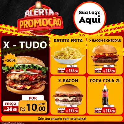 Modelo de Rede Social para Feed Facebook com o tema Alerta de Promoção para Hamburgueria