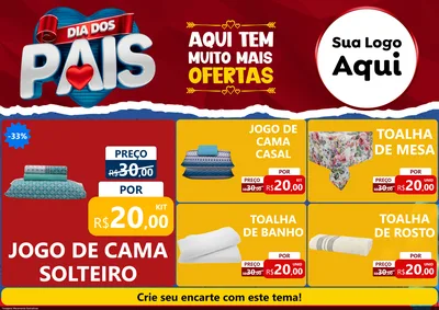 Modelo de Encarte para Encarte A4 Horizontal com o tema Dia dos Pais para Cama, Mesa e Banho