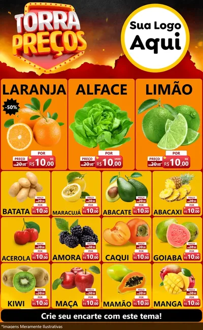 Modelo de Encarte para Encarte Grande com o tema Torra Preços para Hortifrúti