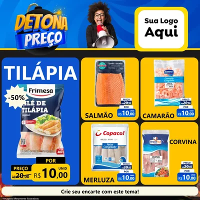 Modelo de Rede Social para Feed Facebook com o tema Detona Preços para Peixaria
