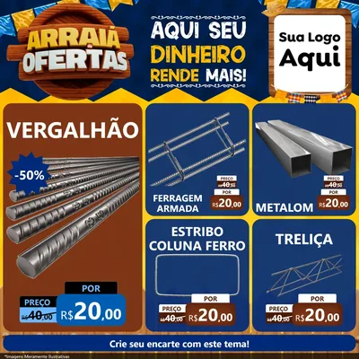 Modelo de Rede Social para Feed Facebook com o tema Arraiá de Ofertas - Junina para Ferragens