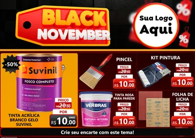 Modelo de Encarte para Encarte A4 Horizontal com o tema Black November para Tintas e Ferramentas