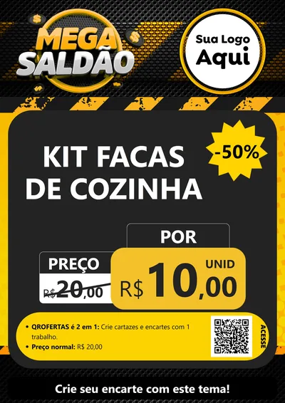 Modelo de Cartaz para Cartaz A4 Vertical com o tema Mega Saldão para Utilidades Domésticas