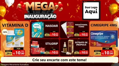 Modelo de TV para TV Horizontal com o tema Mega Inauguração para Farmácia