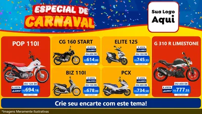 Modelo de TV para TV Horizontal com o tema Especial de Carnaval para Concessionaria de Motos