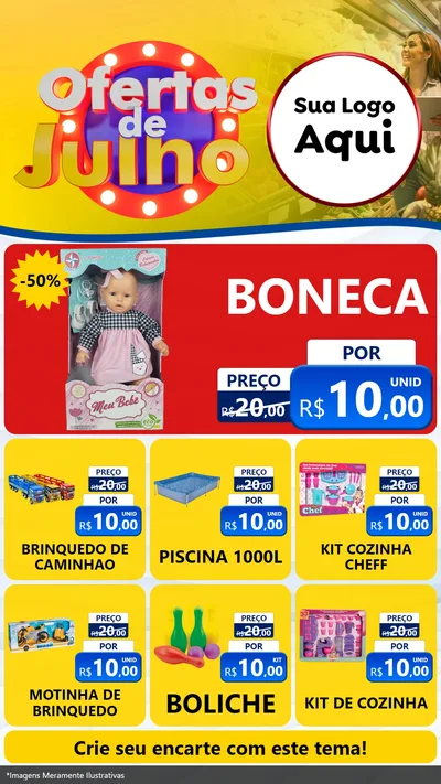 Modelo de Rede Social para Stories com o tema Ofertas de Julho para Brinquedos
