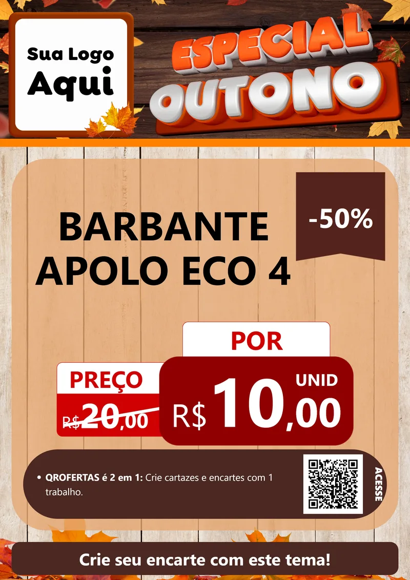 Modelo de Cartaz para Cartaz A4 Vertical com o tema Especial Outono para Armarinho e Aviamentos
