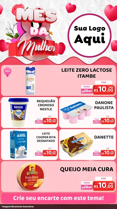 Modelo de TV para TV Vertical com o tema Mês da Mulher para Frios e Laticínios