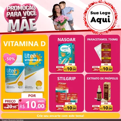 Modelo de Rede Social para Feed Facebook com o tema Promoção Para Você Mãe para Farmácia