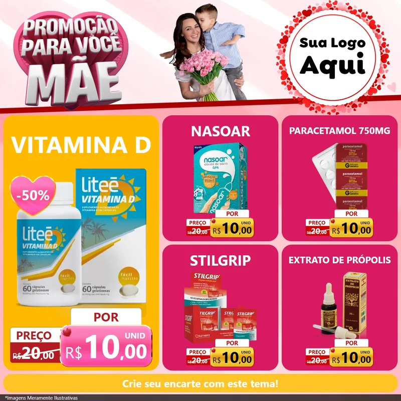 Modelo de Rede Social para Feed Facebook com o tema Promoção Para Você Mãe para Farmácia