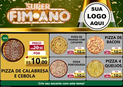 Modelo de Encarte para Encarte A4 Horizontal com o tema Super Fim de Ano para Pizzaria