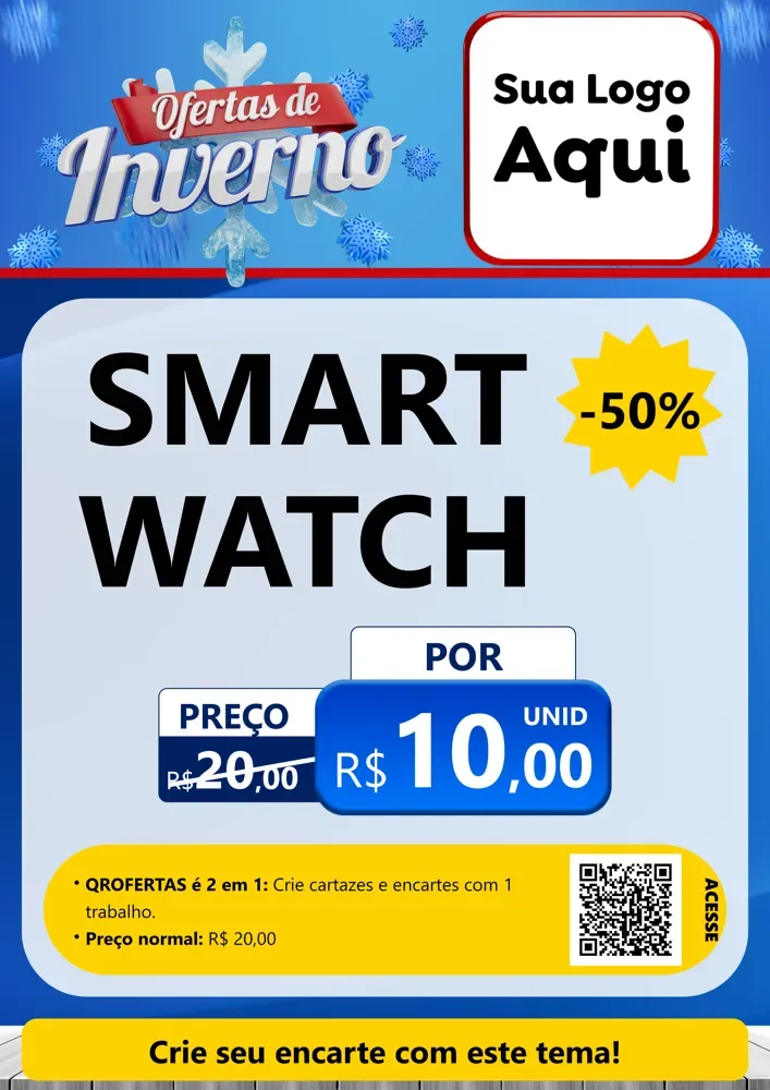 Modelo de Cartaz para Cartaz A4 Vertical com o tema Ofertas de Inverno para Informática