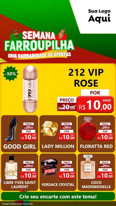Modelo de Rede Social para Stories com o tema Semana Farroupilha - Uma Barbaridade de Ofertas para Perfumes