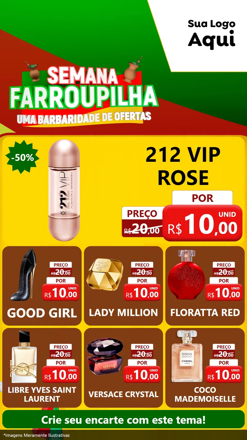 Modelo de Rede Social para Stories com o tema Semana Farroupilha - Uma Barbaridade de Ofertas para Perfumes