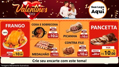 Modelo de TV para TV Horizontal com o tema Valentine's Day para Assados
