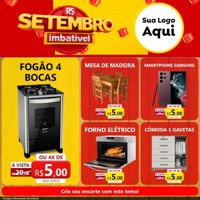 Modelo de Rede Social para Feed Facebook com o tema Setembro Imbatível para Móveis e Eletro