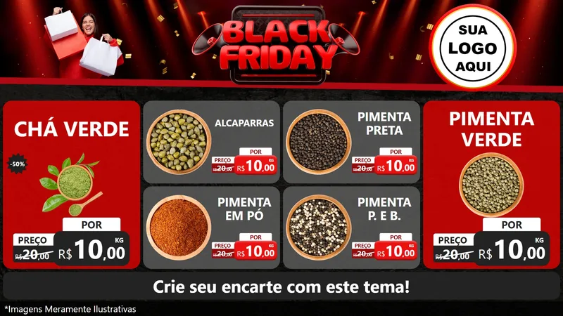 Modelo de TV para TV Horizontal com o tema Black Friday para Produtos Naturais