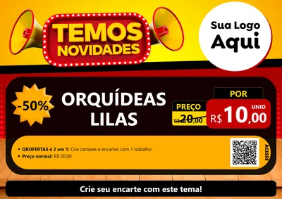 Modelo de Cartaz para Cartaz A4 Horizontal com o tema Temos Novidades para Floricultura e jardim