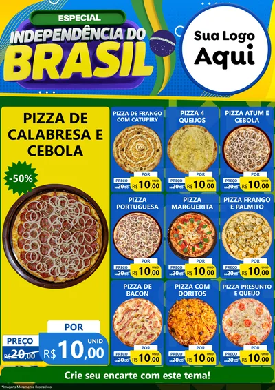 Modelo de Encarte para Encarte A4 Vertical com o tema Especial Independência do Brasil para Pizzaria