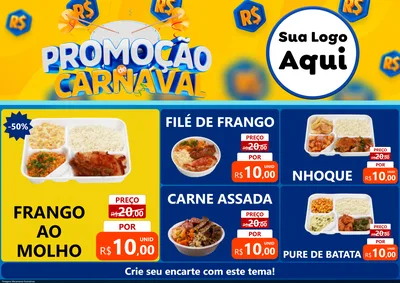 Modelo de Encarte para Encarte A4 Horizontal com o tema Promoção de Carnaval para Restaurante