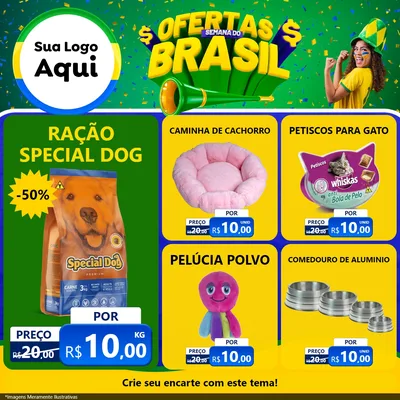 Modelo de Rede Social para Feed Facebook com o tema Ofertas Semana do Brasil para Pet Shop