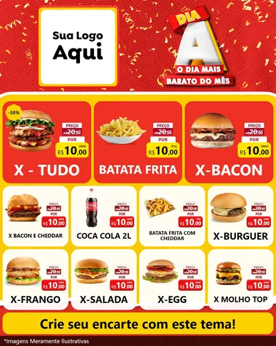 Modelo de Rede Social para Feed Instagram com o tema Dia A o Dia Mais Barato do Mês para Hamburgueria