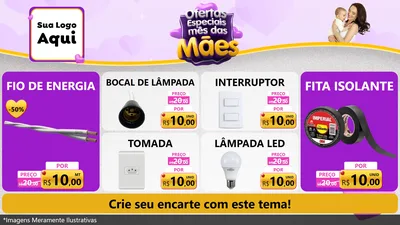 Modelo de TV para TV Horizontal com o tema Ofertas Especiais - Mês das Mães para Materiais Elétricos