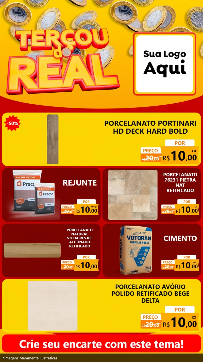 Modelo de TV para TV Vertical com o tema Terçou do Real para Pisos e revestimentos