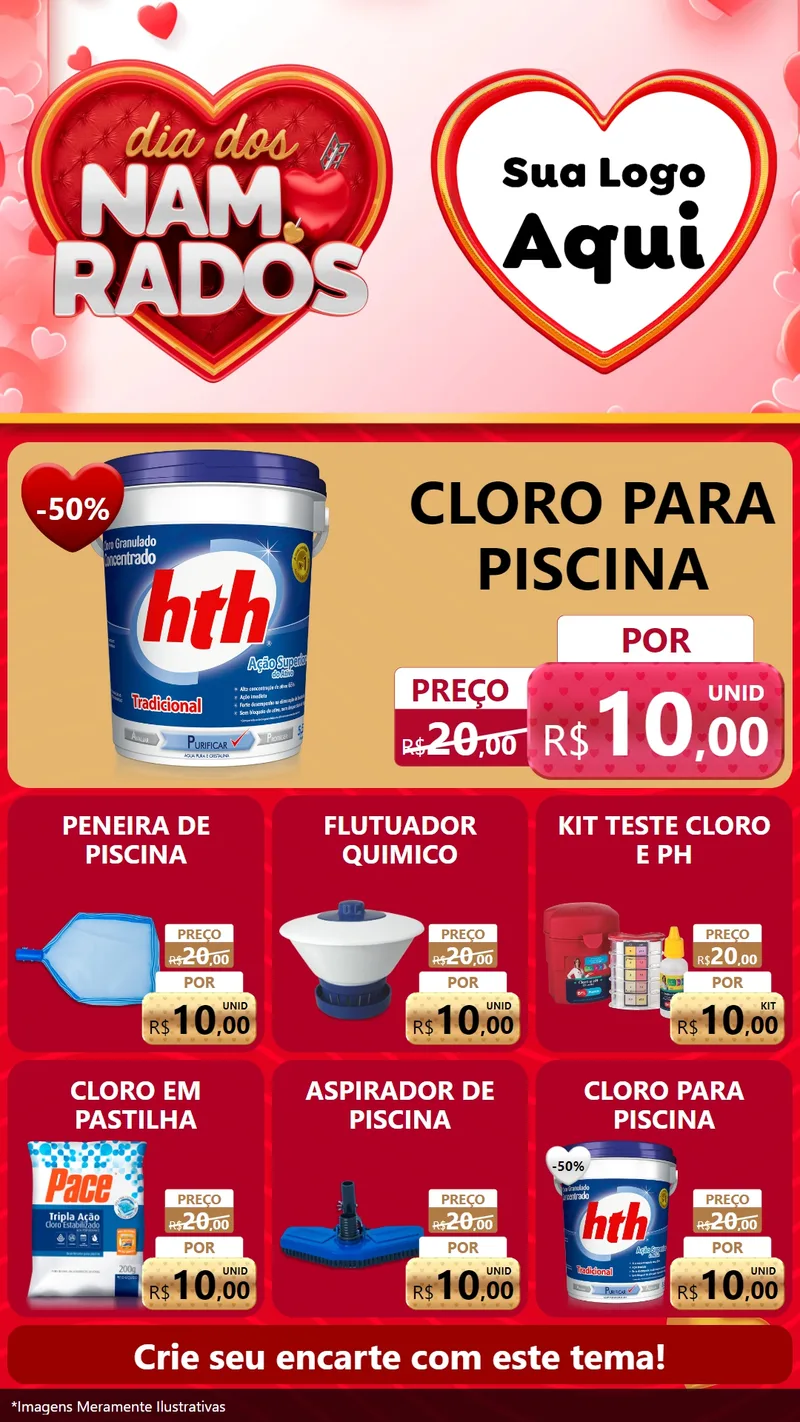 Modelo de Rede Social para Stories com o tema Dia dos Namorados para Produtos para Piscina