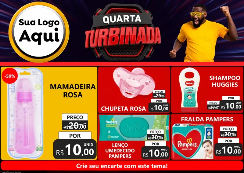 Modelo de Encarte para Encarte A4 Horizontal com o tema Quarta Turbinada para Bebês