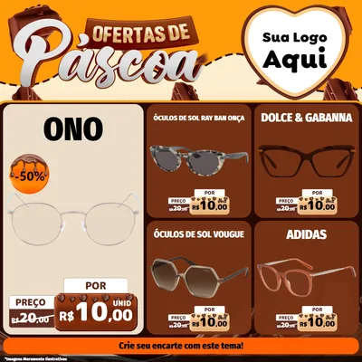Modelo de Rede Social para Feed Facebook com o tema Ofertas de Páscoa para Óticas