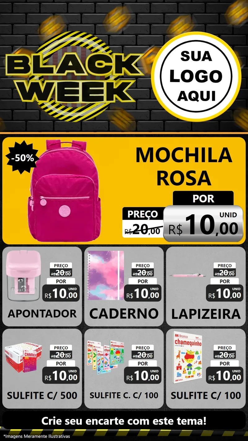 Modelo de Rede Social para Stories com o tema Black Week para Papelaria