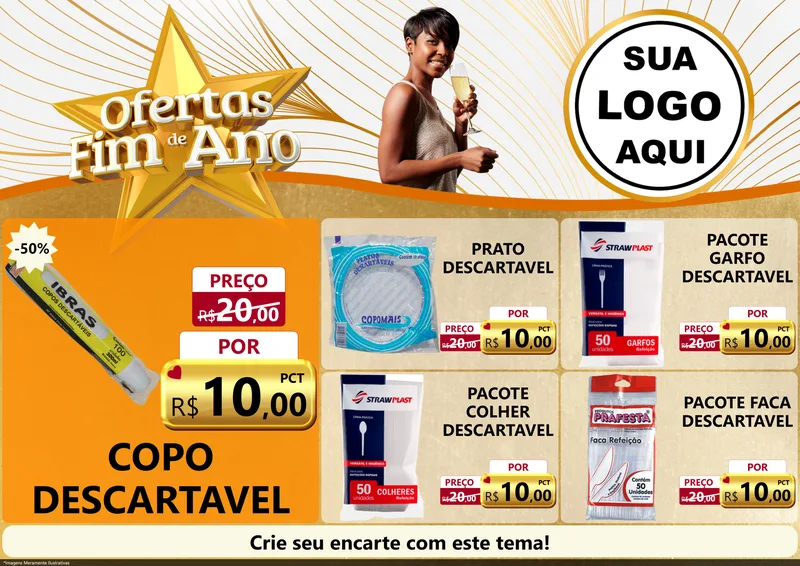 Modelo de Encarte para Encarte A4 Horizontal com o tema Ofertas Fim de Ano para Embalagens