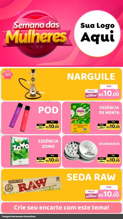 Modelo de TV para TV Vertical com o tema Semana das Mulheres para Tabacaria