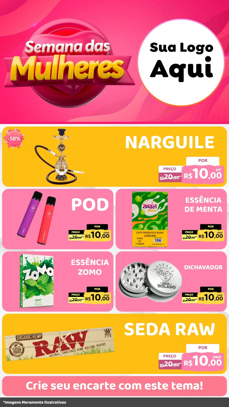 Modelo de TV para TV Vertical com o tema Semana das Mulheres para Tabacaria