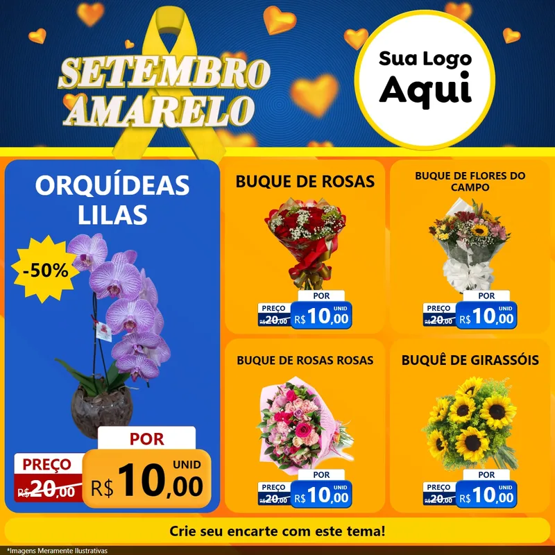 Modelo de Rede Social para Feed Facebook com o tema Setembro Amarelo para Floricultura e jardim