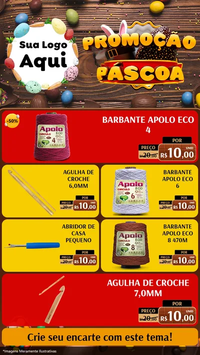 Modelo de TV para TV Vertical com o tema Promoção Páscoa para Armarinho e Aviamentos
