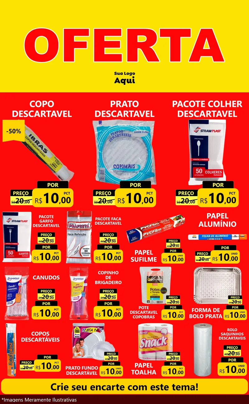 Modelo de Encarte para Encarte Grande com o tema OFERTA - Vermelho Cartaz para Embalagens
