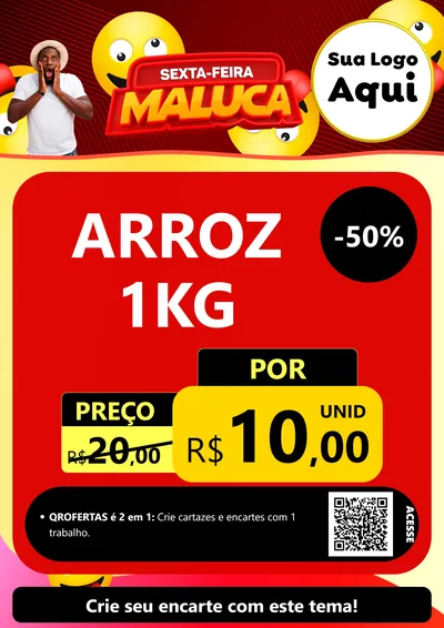 Modelo de Cartaz para Cartaz A4 Vertical com o tema Sexta-feira Maluca para Supermercado