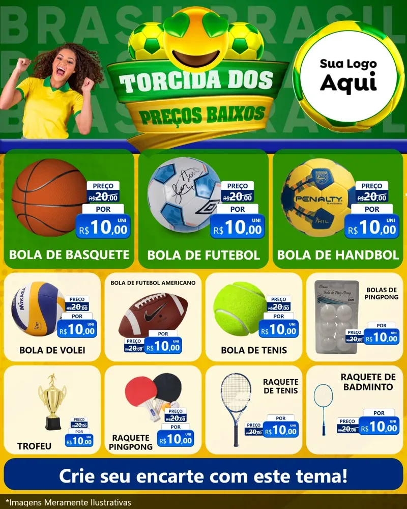 Modelo de Rede Social para Feed Instagram com o tema Torcida dos Preços Baixos - Copa para Artigos Esportivos