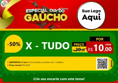 Modelo de Cartaz para Cartaz A4 Horizontal com o tema Especial Dia do Gaúcho para Hamburgueria