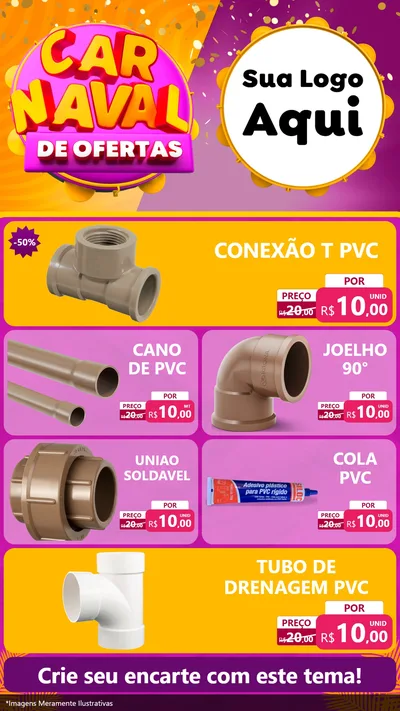 Modelo de TV para TV Vertical com o tema Carnaval de Ofertas para Tubos e conexões